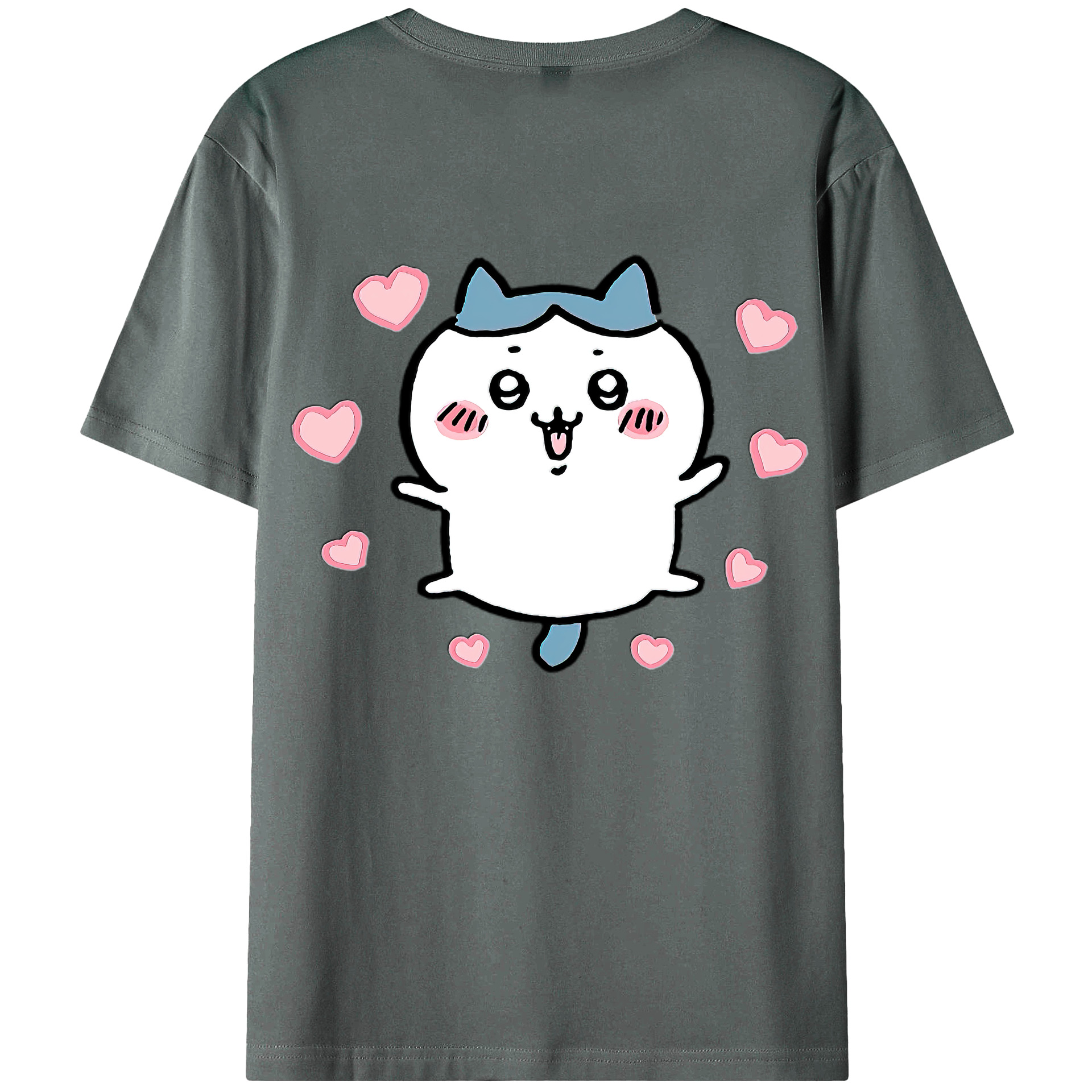 （画像用） ちいかわ ハチワレ Chii-kawa hachiware 綿100％ メンズ半袖Tシャツ（バックプリント） 通気性